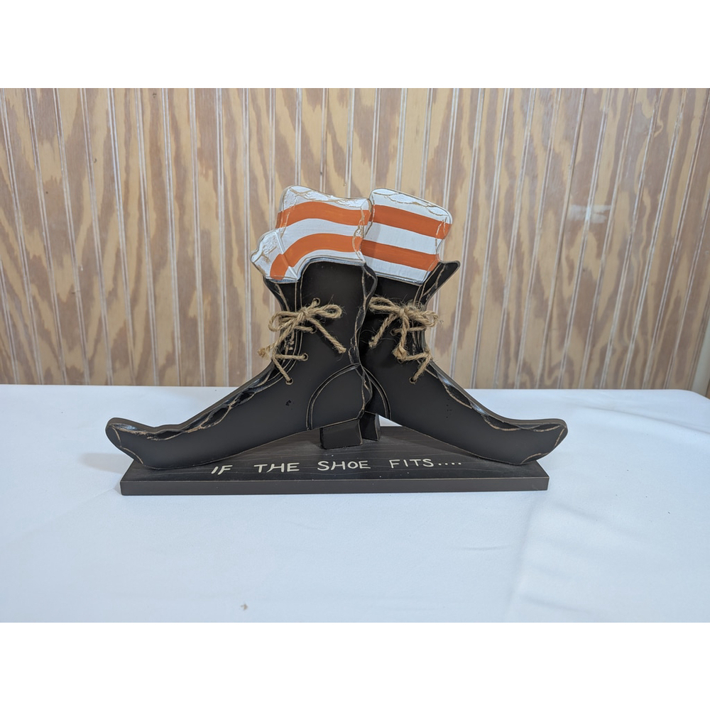 NWOT Halloween Decor Witch Shoes Sign "If the Shoe Fits"